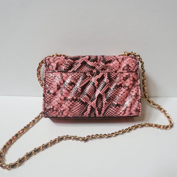 Michael Kors Rose Small MINI Crossbody Bag  Exotic Embossed Leather Pink - Picture 7 of 14